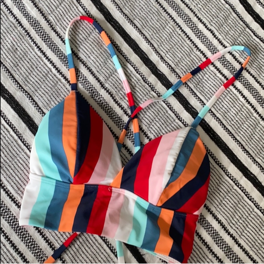 Colorful longline bikini top